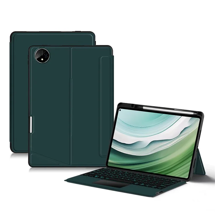 For Huawei MatePad Pro 11 (2024) Leather Case + Bluetooth-compatible Keyboard with Backlight Trackpad - Green