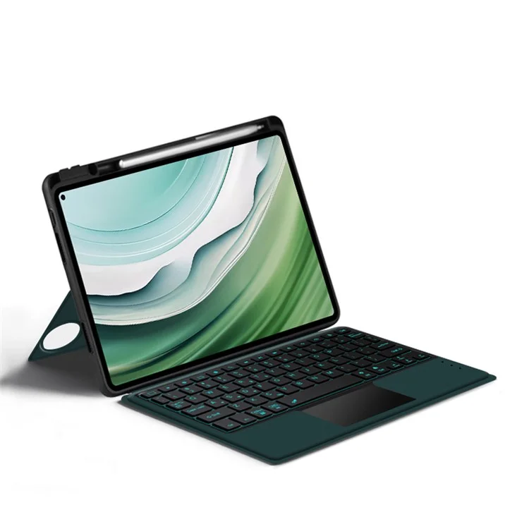 For Huawei MatePad Pro 11 (2024) Leather Case + Bluetooth-compatible Keyboard with Backlight Trackpad - Green