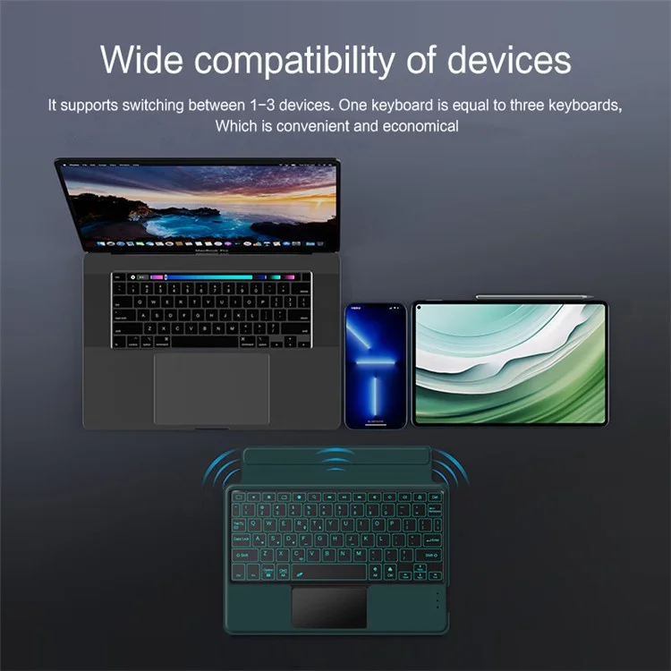 For Huawei MatePad Pro 11 (2024) Leather Case + Bluetooth-compatible Keyboard with Backlight Trackpad - Green