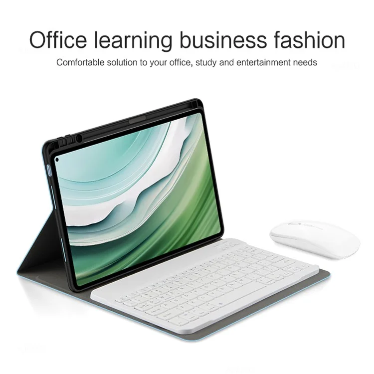 Para Huawei MatePad Pro 11 (2024) Pen Slot Leather Tablet Case com Teclado Magnético Destacável - Azul