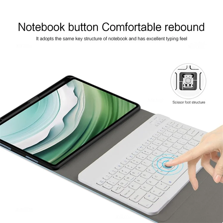 Para Huawei MatePad Pro 11 (2024) Pen Slot Leather Tablet Case com Teclado Magnético Destacável - Azul
