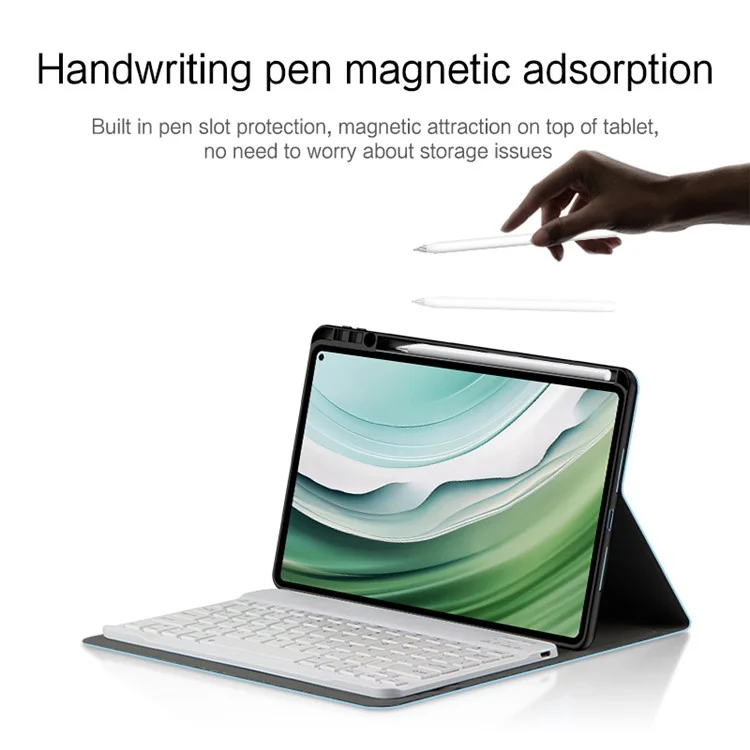 Para Huawei MatePad Pro 11 (2024) Pen Slot Leather Tablet Case com Teclado Magnético Destacável - Azul