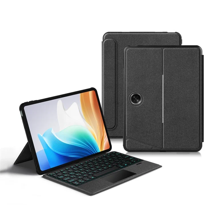 Para Oppo Pad Air 2 Leather Case + Bluetooth Keyboard with Backlight Trackpad