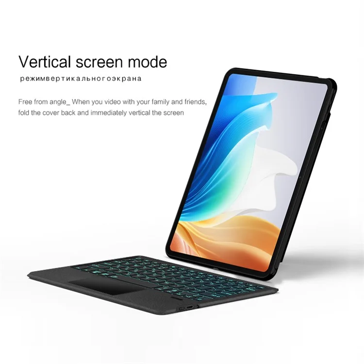 Para Oppo Pad Air 2 Leather Case + Bluetooth Keyboard with Backlight Trackpad