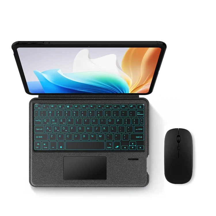 Para Oppo Pad Air 2 Leather Case + Bluetooth Keyboard with Backlight Trackpad