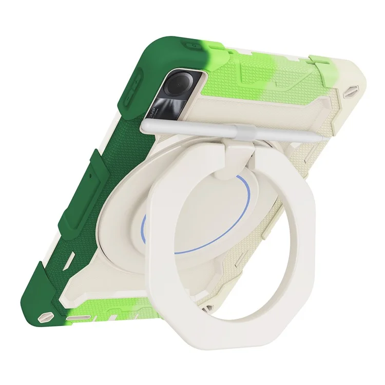 Pour Xiaomi Redmi Pad SE Étui Tablette Boîtier PC+Silicone avec Poignée Support - Vert Coloré