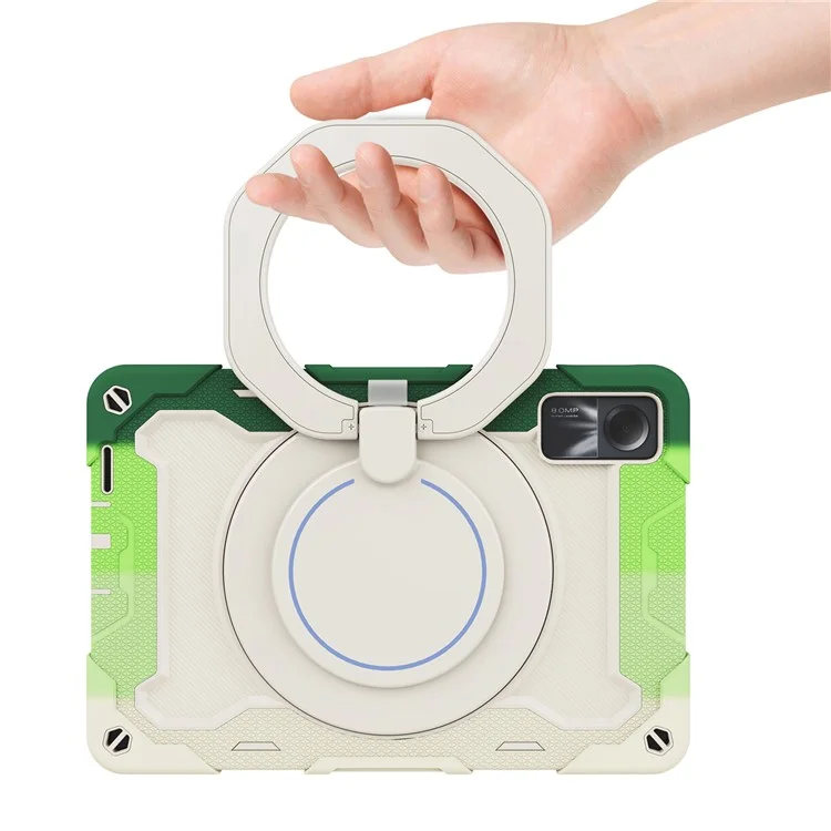 Pour Xiaomi Redmi Pad SE Étui Tablette Boîtier PC+Silicone avec Poignée Support - Vert Coloré
