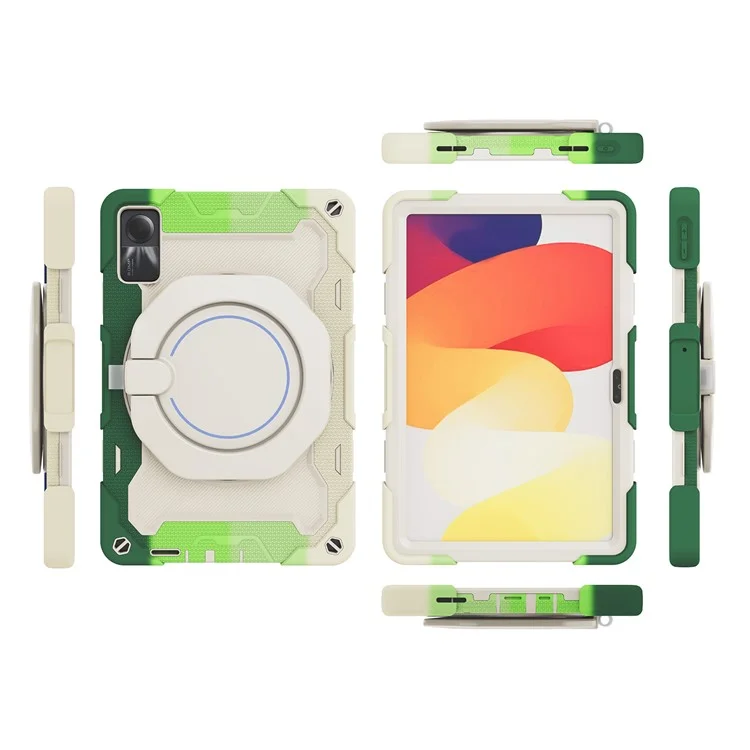 Pour Xiaomi Redmi Pad SE Étui Tablette Boîtier PC+Silicone avec Poignée Support - Vert Coloré