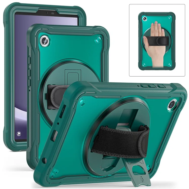 Per Samsung Galaxy Tab A9 Tablet Case 360 Grado Rotante Supporto Maniglia Copertura - Verde Mezzanotte