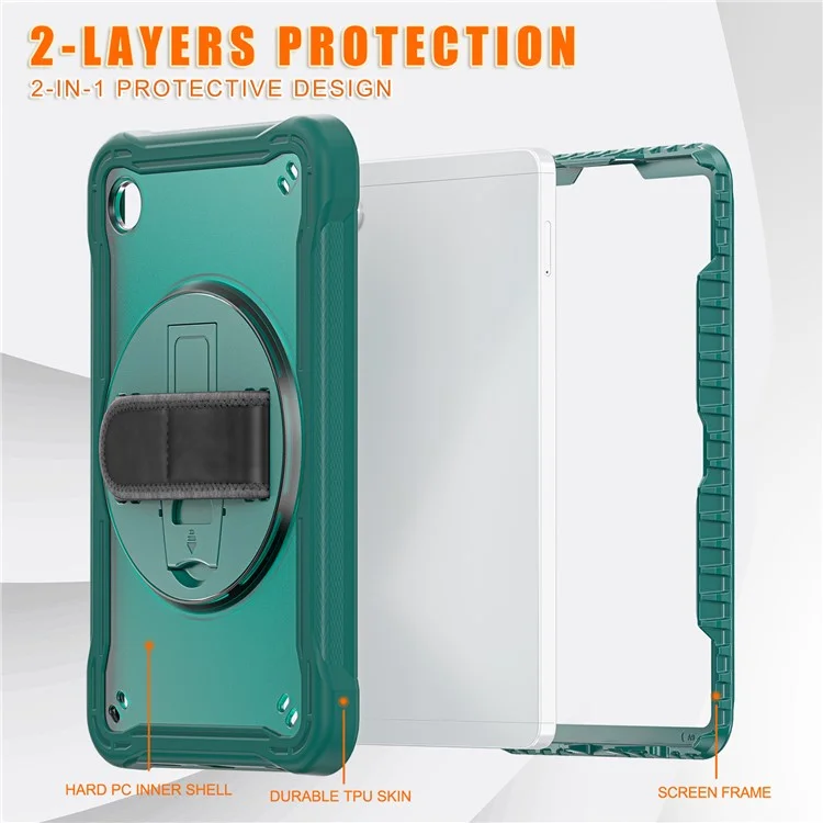 Per Samsung Galaxy Tab A9 Tablet Case 360 Grado Rotante Supporto Maniglia Copertura - Verde Mezzanotte