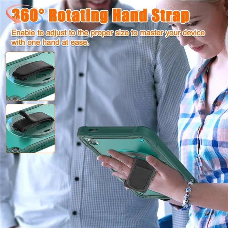 Per Samsung Galaxy Tab A9 Tablet Case 360 Grado Rotante Supporto Maniglia Copertura - Verde Mezzanotte