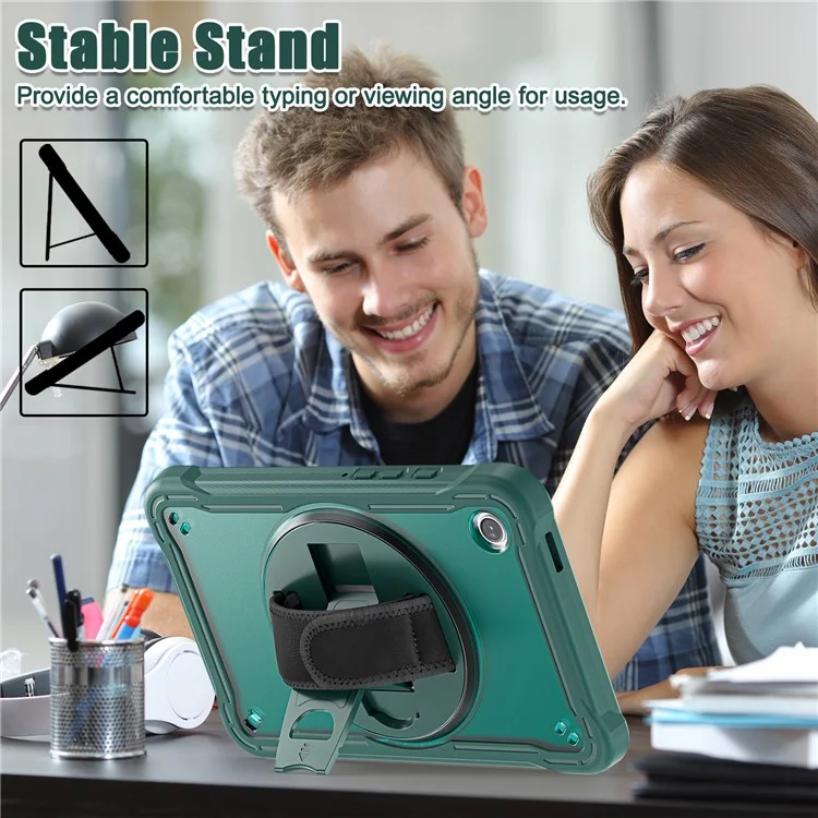 Per Samsung Galaxy Tab A9 Tablet Case 360 Grado Rotante Supporto Maniglia Copertura - Verde Mezzanotte
