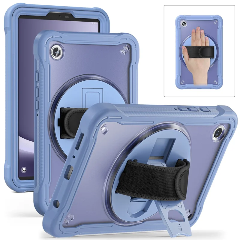 For Samsung Galaxy Tab A9 Tablet Case 360 Degree Rotary Kickstand Hand Strap Cover - Lavender Grey
