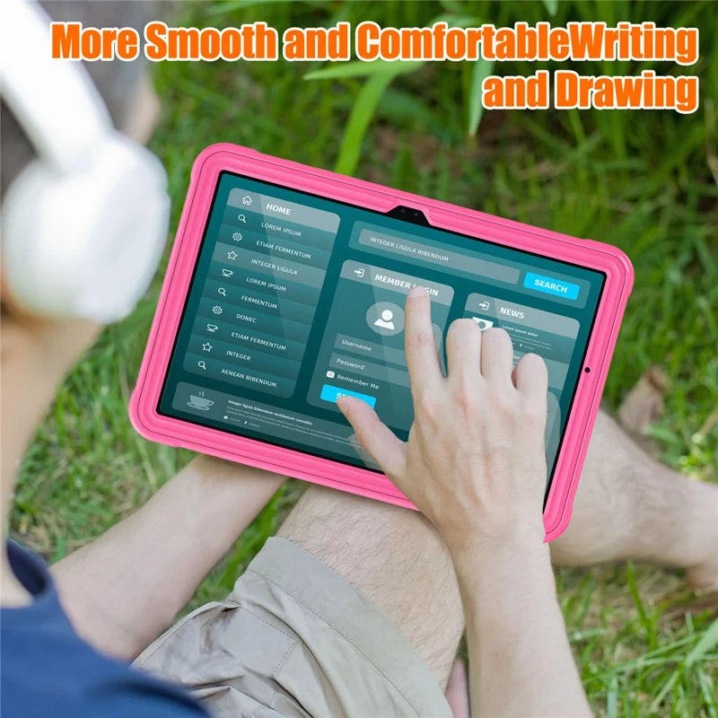 For Samsung Galaxy Tab A9+ Tablet Case PC+TPU Cover Rotary Kickstand Hand Strap - Rose