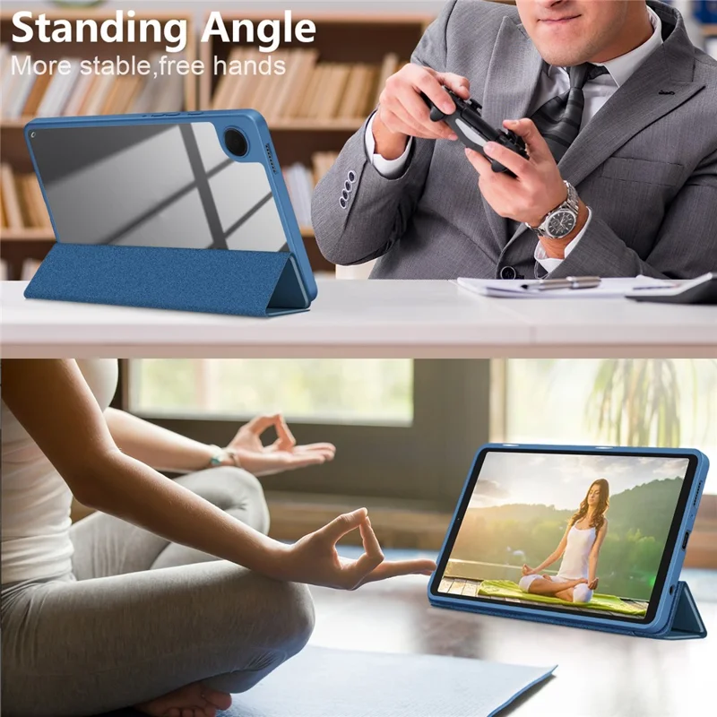 For Samsung Galaxy Tab A11 / A9 Tablet Case PU Leather+TPU+Acrylic Back Cover - Blue