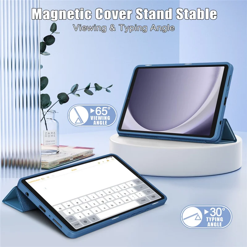 For Samsung Galaxy Tab A11 / A9 Tablet Case PU Leather+TPU+Acrylic Back Cover - Blue