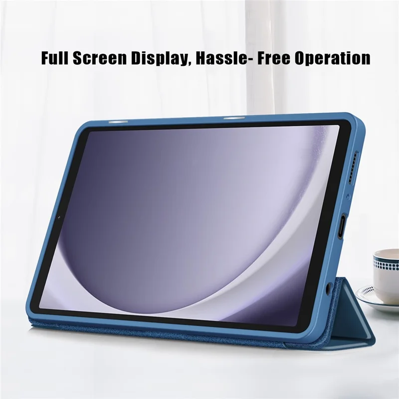 For Samsung Galaxy Tab A11 / A9 Tablet Case PU Leather+TPU+Acrylic Back Cover - Blue