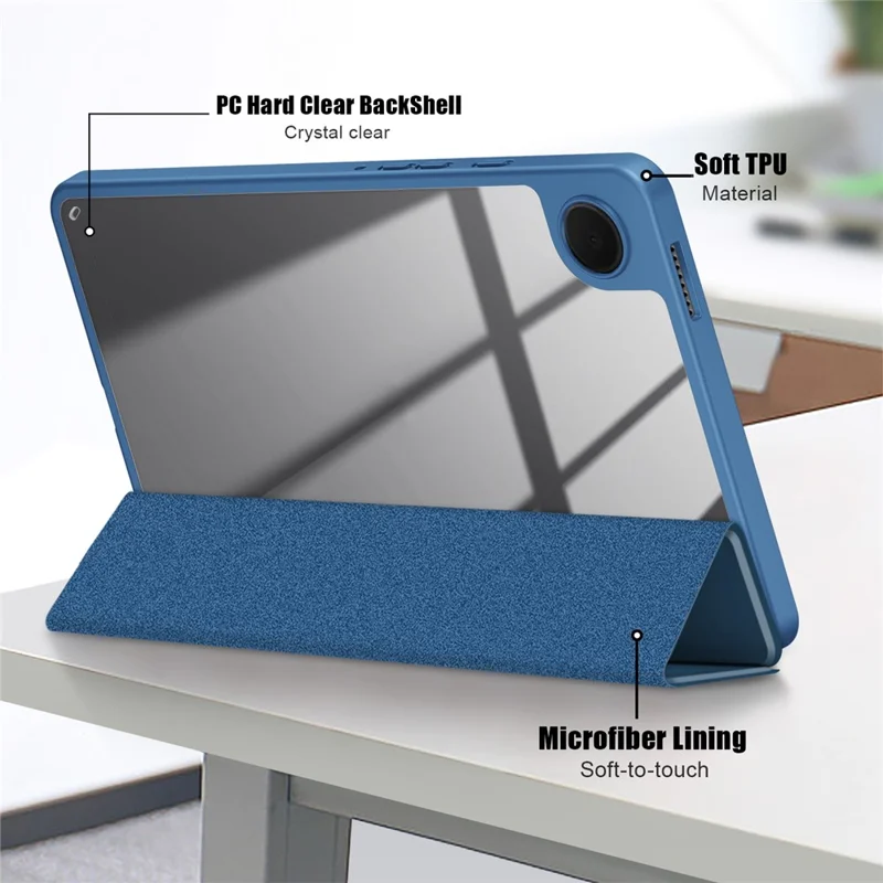 For Samsung Galaxy Tab A11 / A9 Tablet Case PU Leather+TPU+Acrylic Back Cover - Blue
