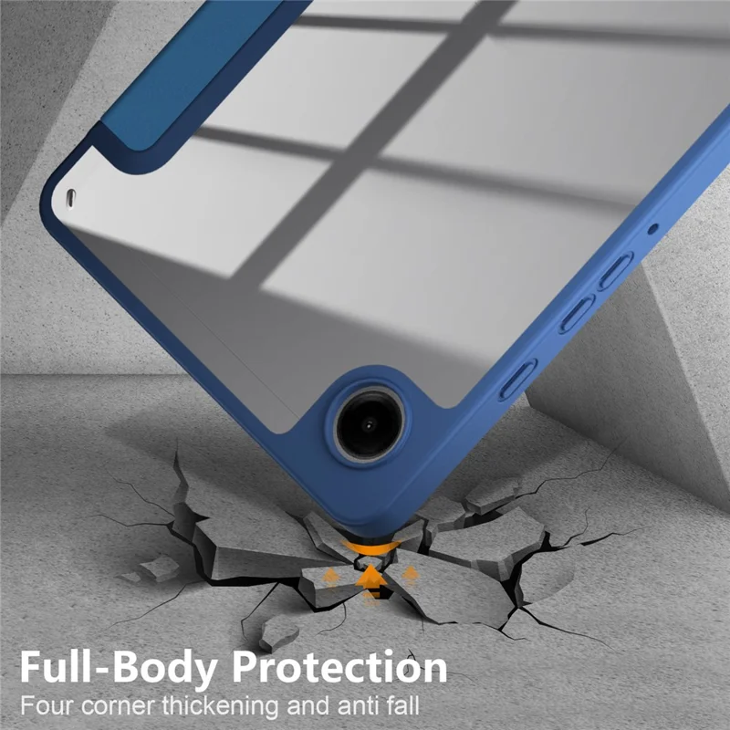 For Samsung Galaxy Tab A11 / A9 Tablet Case PU Leather+TPU+Acrylic Back Cover - Blue