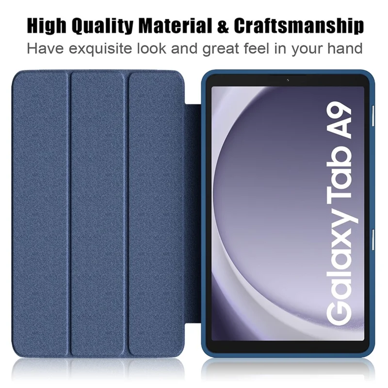 For Samsung Galaxy Tab A11 / A9 Tablet Case PU Leather+TPU+Acrylic Back Cover - Blue