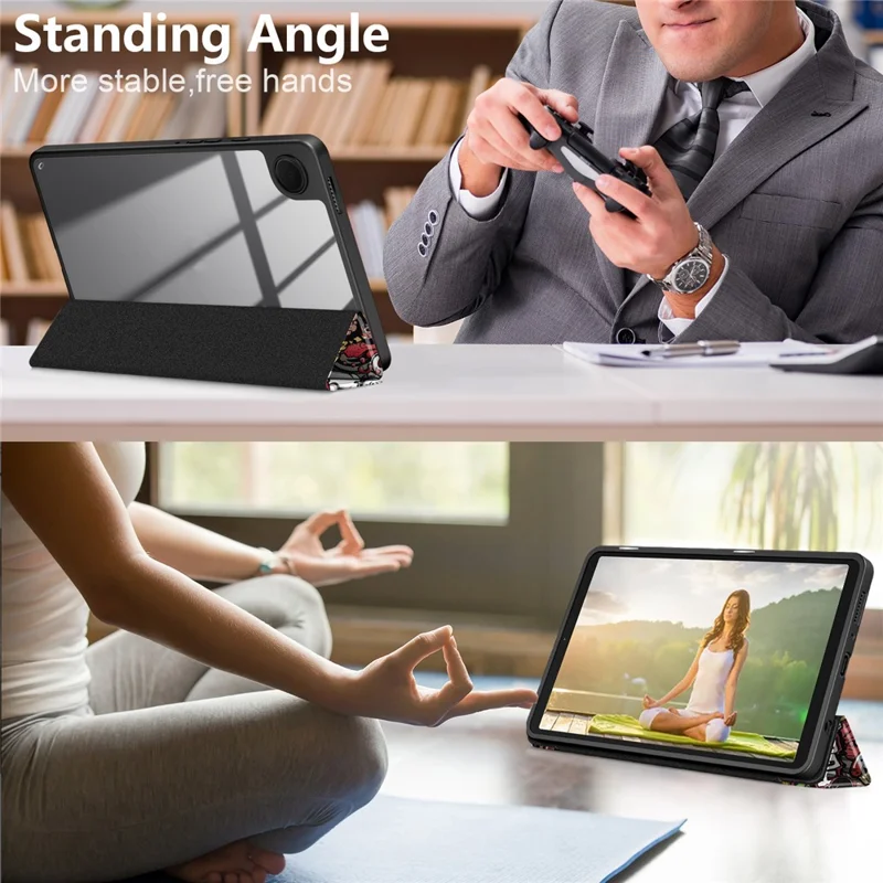 For Samsung Galaxy Tab A9 x115 Leather Tablet Case Pattern Printing Tri-fold Stand - Graffiti