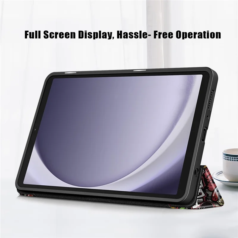 For Samsung Galaxy Tab A9 x115 Leather Tablet Case Pattern Printing Tri-fold Stand - Graffiti