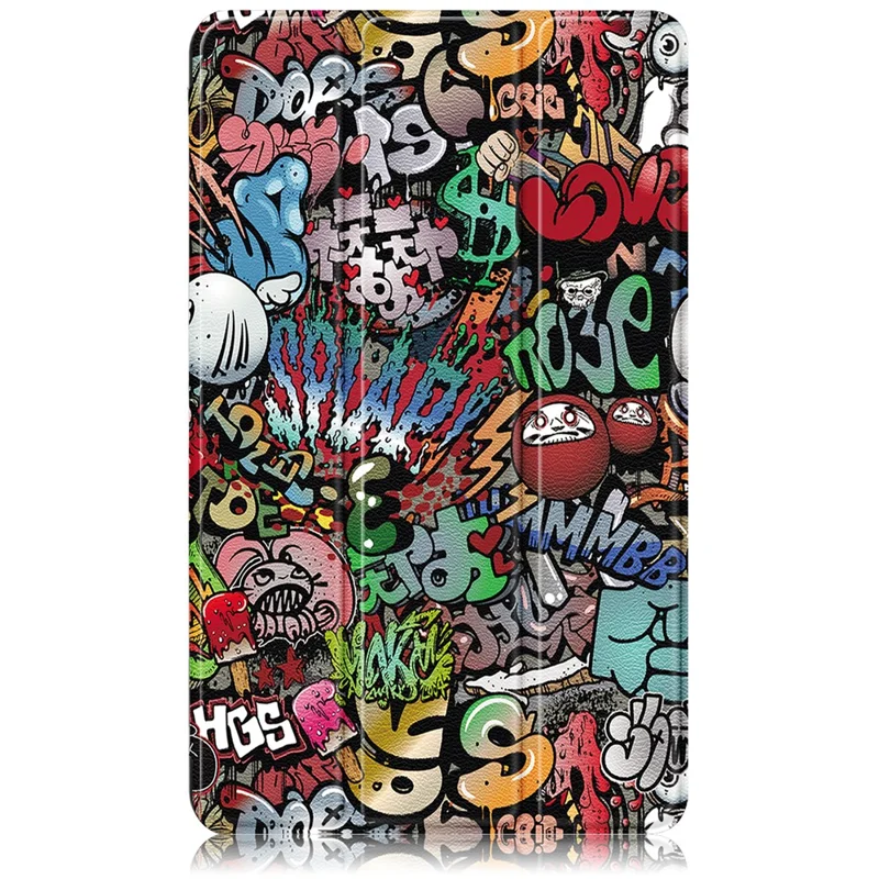 For Samsung Galaxy Tab A9 x115 Leather Tablet Case Pattern Printing Tri-fold Stand - Graffiti