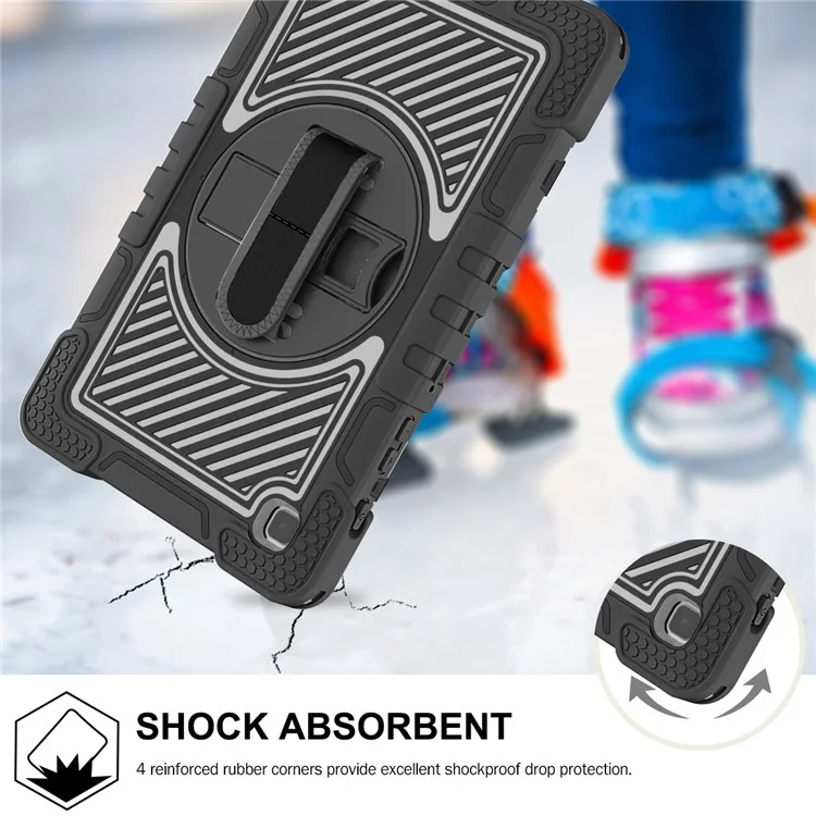 For Samsung Galaxy Tab A7 Lite 8.7-inch Tablet Case Kickstand Anti-Shock Cover with Shoulder Strap - All Black