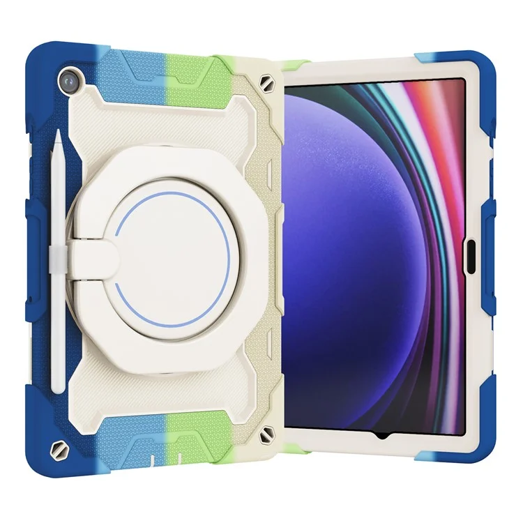 Für Samsung Galaxy Tab A9+ Tablet-Hülle Kratzfeste Ständer-Hülle aus PC+Silikon - Farbiges Blau