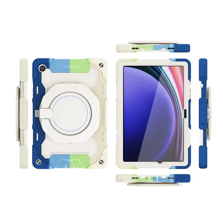 Für Samsung Galaxy Tab A9+ Tablet-Hülle Kratzfeste Ständer-Hülle aus PC+Silikon - Farbiges Blau