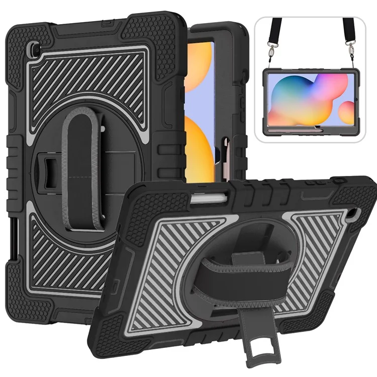 Pour Samsung Galaxy Tab S6 Lite (2024) / S6 Lite (2022) / S6 Lite (2020) Kickstand Tablet Case avec Bandoulière - Tout Noir