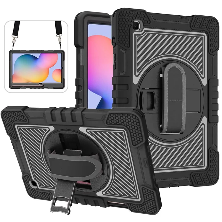 Pour Samsung Galaxy Tab S6 Lite (2024) / S6 Lite (2022) / S6 Lite (2020) Kickstand Tablet Case avec Bandoulière - Tout Noir