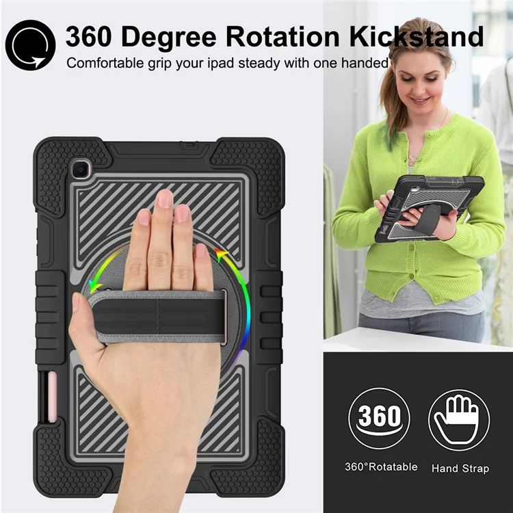 Pour Samsung Galaxy Tab S6 Lite (2024) / S6 Lite (2022) / S6 Lite (2020) Kickstand Tablet Case avec Bandoulière - Tout Noir