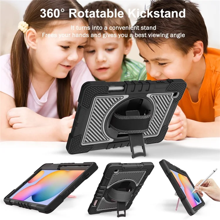 Pour Samsung Galaxy Tab S6 Lite (2024) / S6 Lite (2022) / S6 Lite (2020) Kickstand Tablet Case avec Bandoulière - Tout Noir