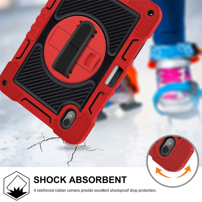 For Huawei MatePad 11 (2023) Tablet Case Shockproof Cover with Kickstand Shoulder Strap - Red+Black