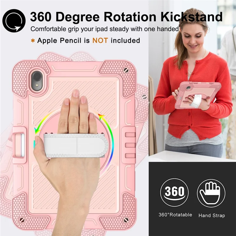 For Huawei MatePad 11 (2023) Tablet Case Shockproof Cover with Kickstand Shoulder Strap - Rose Gold