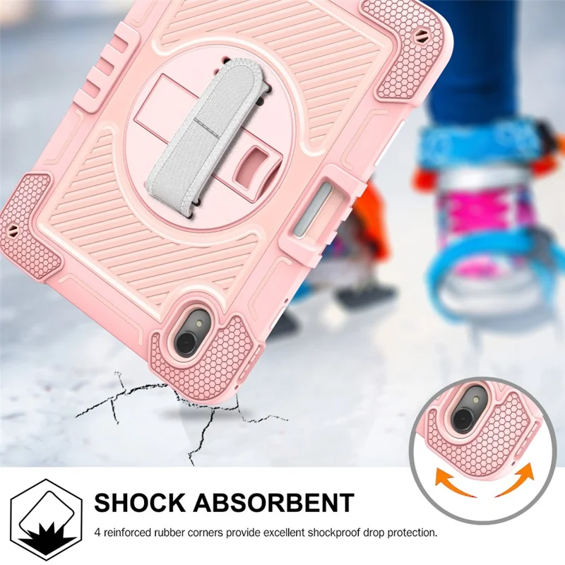 For Huawei MatePad 11 (2023) Tablet Case Shockproof Cover with Kickstand Shoulder Strap - Rose Gold