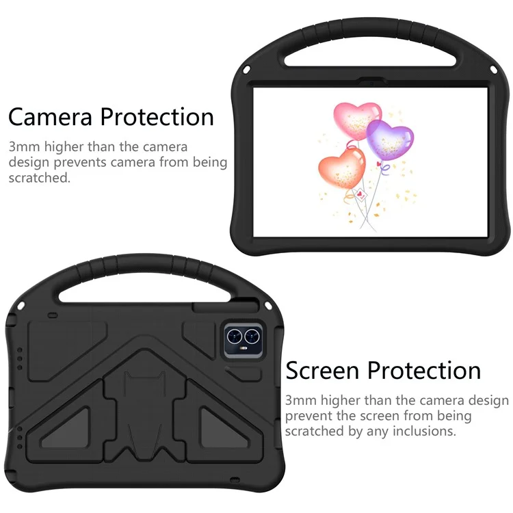 For Teclast M50 HD 10.1 / M50 Pro 10.1 (2023) / Blackview Tab 80 Tablet Case with Handle EVA Shockproof Cover - Black