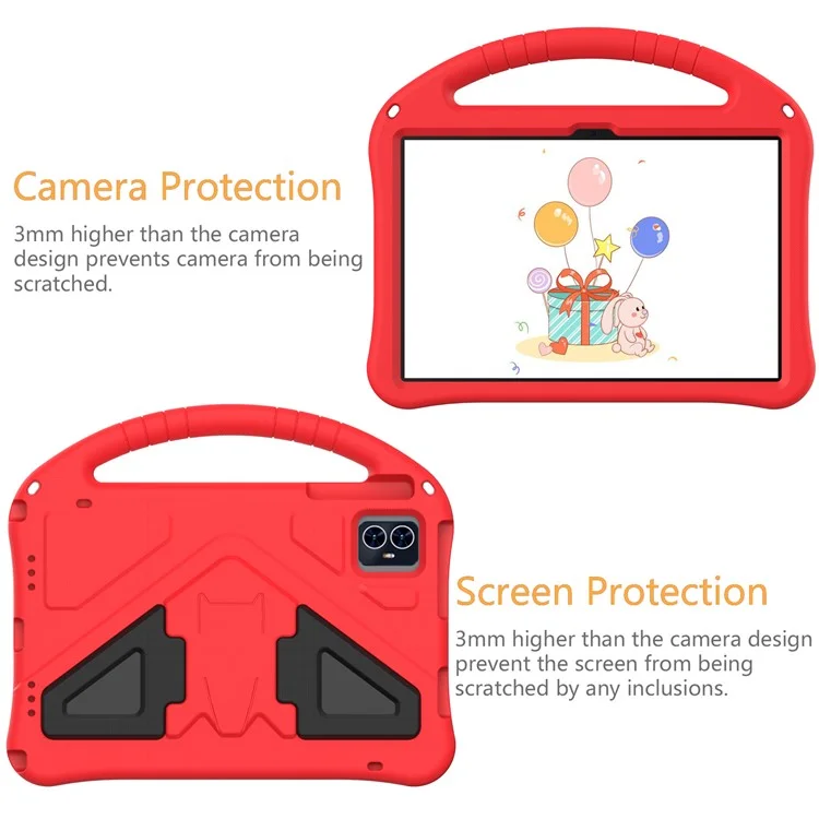 Para Teclast M50 HD 10.1 / M50 Pro 10.1 (2023) / Blackview Tab 80 Funda para Tablet con Asa EVA a Prueba de Golpes - Rojo