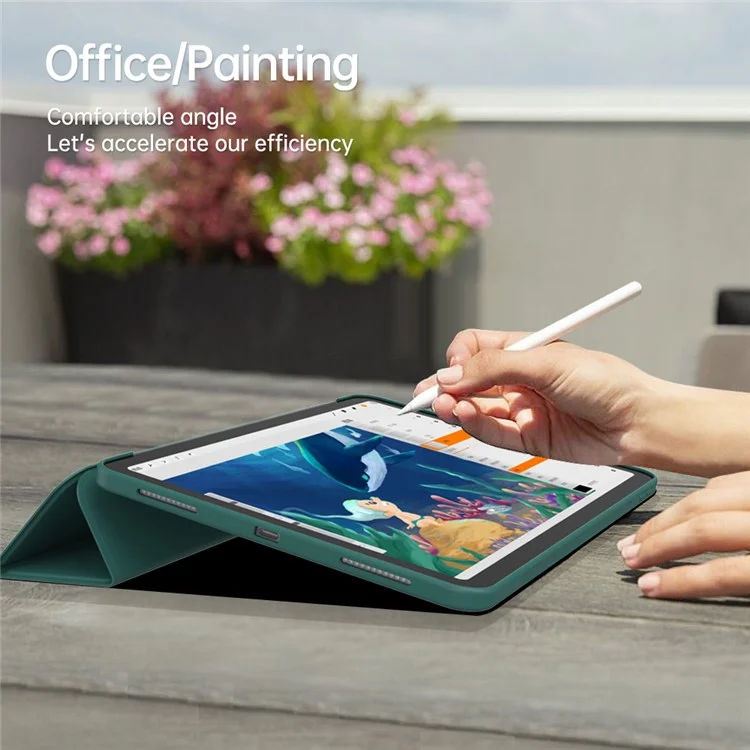Para el caso de la tableta iPad Air (2020) / (2022) Tri-fold Stand TPU+PU Leather Cover - Negro
