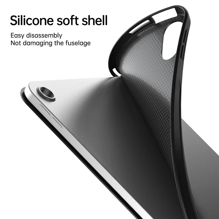 Para el caso de la tableta iPad Air (2020) / (2022) Tri-fold Stand TPU+PU Leather Cover - Negro