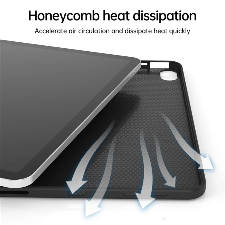 Para el caso de la tableta iPad Air (2020) / (2022) Tri-fold Stand TPU+PU Leather Cover - Negro