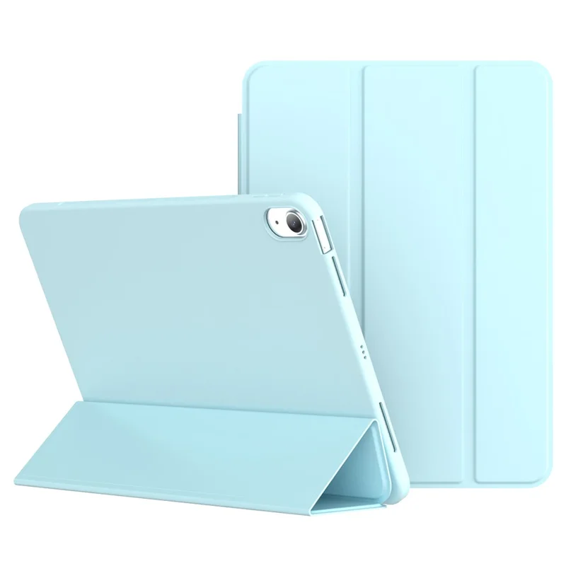 For iPad (2025) / iPad 10.9 (2022) Tri-Fold Stand Tablet Case Auto Wake / Sleep PU Leather+TPU Protective Cover - Baby Blue