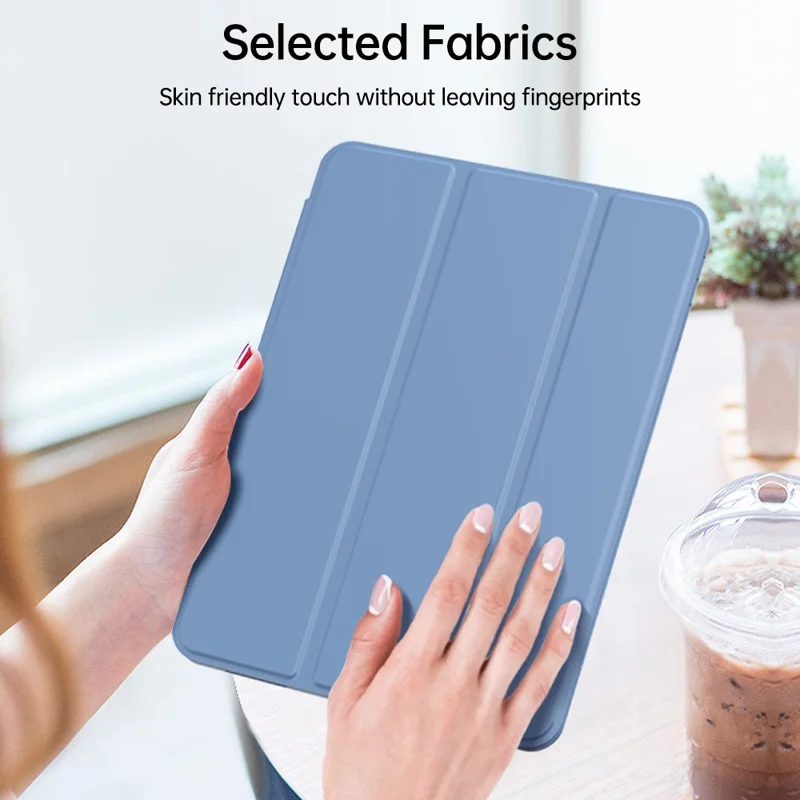 For iPad (2025) / iPad 10.9 (2022) Tri-Fold Stand Tablet Case Auto Wake / Sleep PU Leather+TPU Protective Cover - Baby Blue