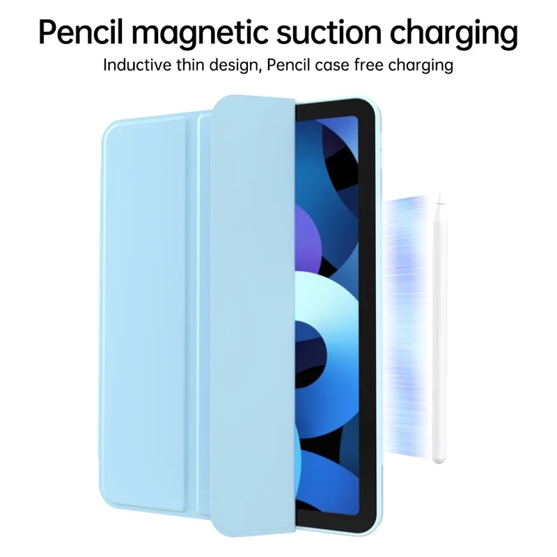 For iPad (2025) / iPad 10.9 (2022) Tri-Fold Stand Tablet Case Auto Wake / Sleep PU Leather+TPU Protective Cover - Baby Blue