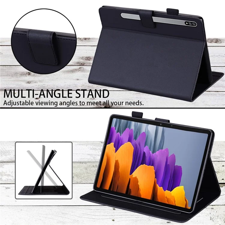 For Samsung Galaxy Tab S8 Leather Case Stand Tablet Cover Card Slots - Black