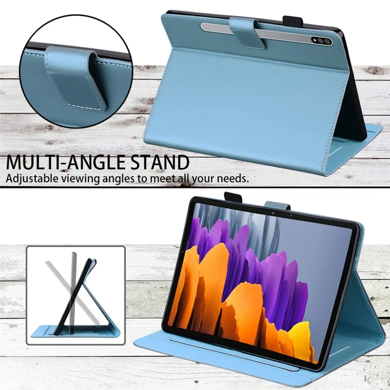 For Samsung Galaxy Tab S8 Leather Case Stand Tablet Cover Card Slots - Blue