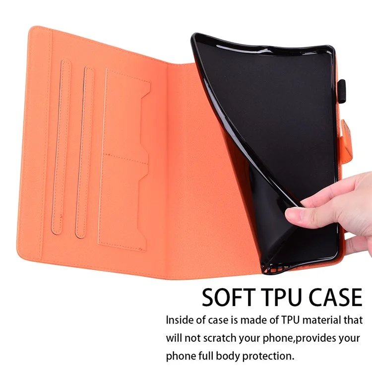 For Samsung Galaxy Tab S8 Leather Case Stand Tablet Cover Card Slots - Orange