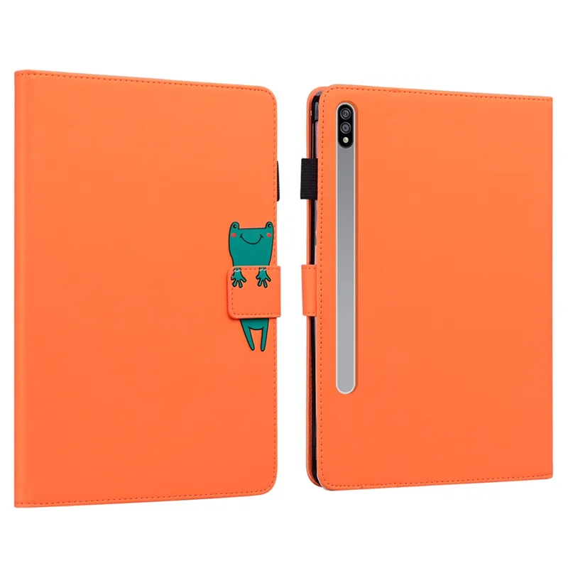 For Samsung Galaxy Tab S8 Leather Case Stand Tablet Cover Card Slots - Orange