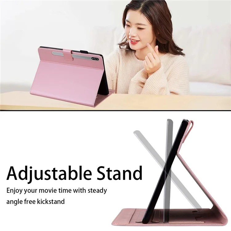 For Samsung Galaxy Tab S8 Leather Case Stand Tablet Cover Card Slots - Rose Gold